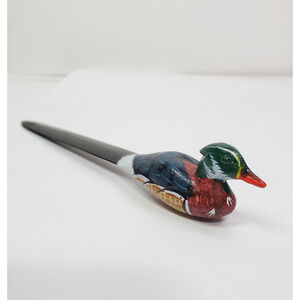 Vintage National Audubon Society Letter Opener Painted Wood Duck